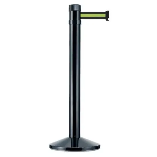 Viso Black Aluminium Barrier Post, 4m, Black, Yellow Tape - RS4BKBYB product image