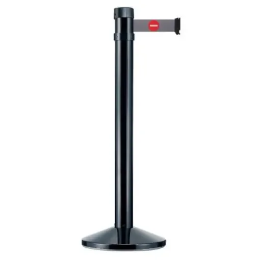 Viso Black Aluminium Barrier Post, 4m, Grey Tape - RS4BKENT product image