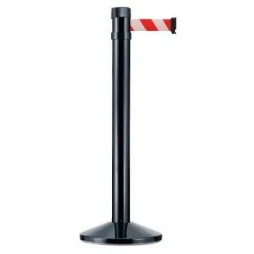 Viso Black Aluminium Barrier Post, 4m, Red, White Tape - RS4BKRB product image
