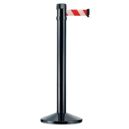Viso Black Aluminium Barrier Post, 4m, Red, White Tape - RS4BKRB product image