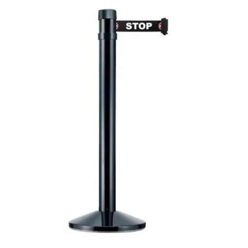 Viso Black Aluminium Barrier Post, 4m, Black Tape - RS4BKSTOP product image