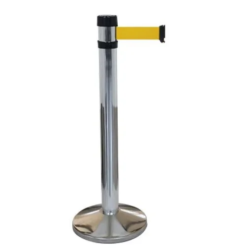 Viso Grey Aluminium Barrier Post, 4m, Yellow Tape - RS4SRJA product image