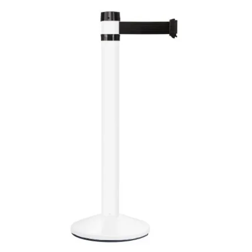 Viso White Aluminium Barrier Post, 4m, Black Tape - RS4WHBK product image