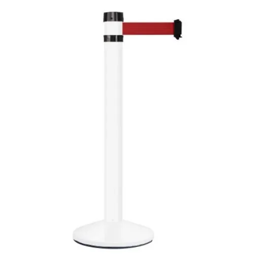 Viso White Aluminium Barrier Post, 4m, Red Tape - RS4WHRE product image