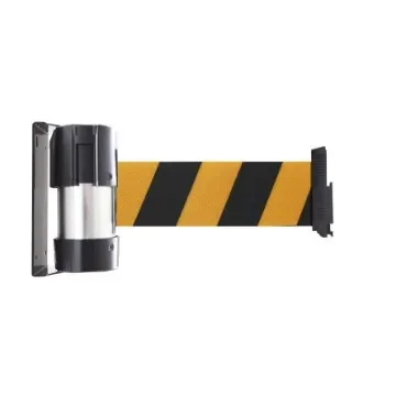 Viso Black & Yellow Steel Retractable Barrier, 4m, Black, Yellow Tape - RW410NJ product image