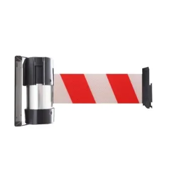 Viso Red & White Steel Retractable Barrier, 4m, Red, White Tape - RW410RB product image