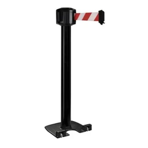 Viso Black Aluminium Retractable Barrier, 10m, Red, White Tape - RXLO1050BKRB product image