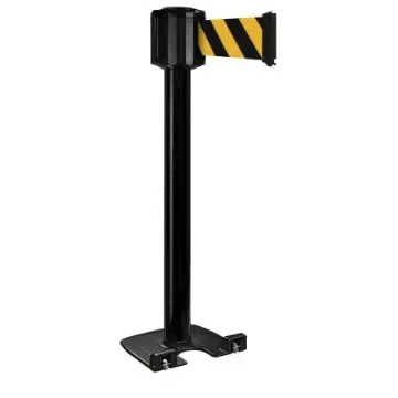 Viso Black Aluminium Retractable Barrier, 10m, Black, Yellow Tape - RXLO1100BKNJ product image