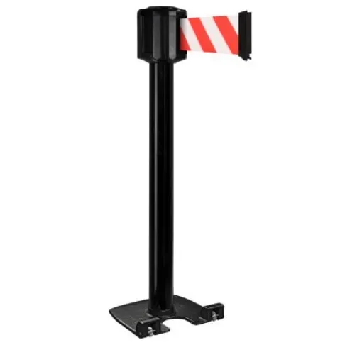 Viso Black Aluminium Retractable Barrier, 10m, Red, White Tape - RXLO1100BKRB product image