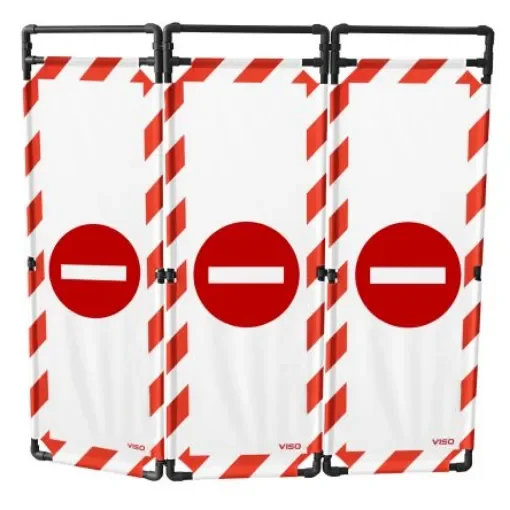Viso Red & White PVC Folding Barrier - TRAVO180CLOS product image