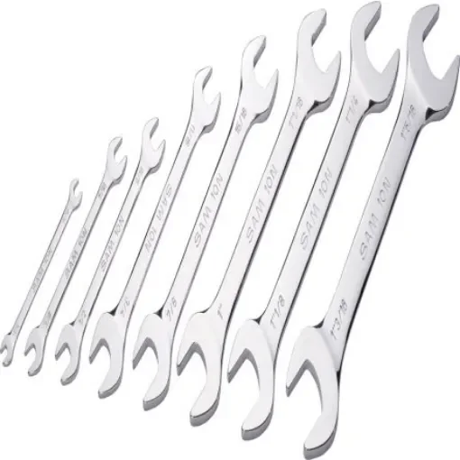 SAM 10N-JP8 Series 8-Piece Open Ended Spanner Set, 1/2 x 9/16 in, 1/4 x 5/16 in, 1 x1 1/16 in, 3/8 x 7/16 in, 7/8 x product image