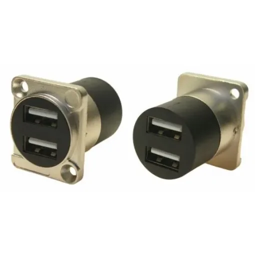 RS PRO Straight, Panel Mount, Female to Male- Dual Port Type USB 2.0 2 USB Connector - 282835 product image
