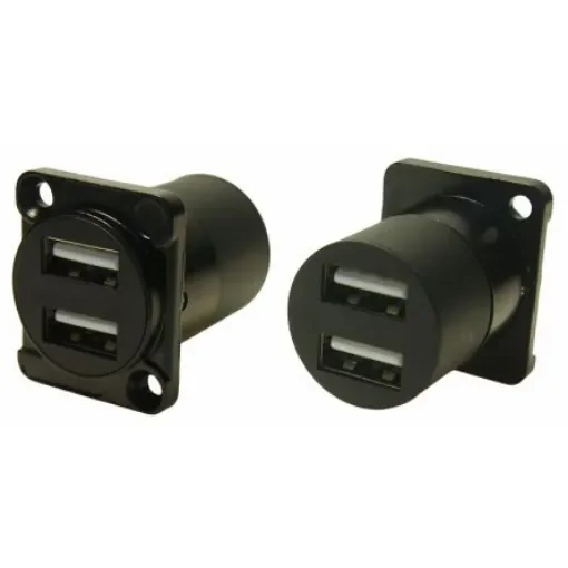 RS PRO Straight, Panel Mount, Female to Male- Dual Port Type USB 2.0 2 USB Connector - 282838 product image