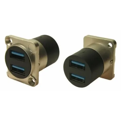 RS PRO Straight, Panel Mount, Socket- Dual Port Type A 3 USB Connector - 282841 product image