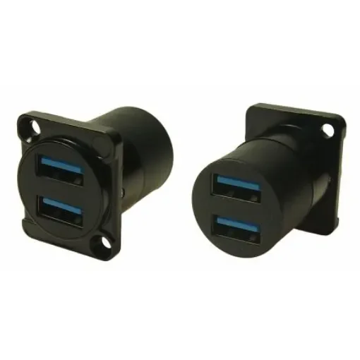 RS PRO Straight, Panel Mount, Socket- Dual Port Type A 3 USB Connector - 282844 product image