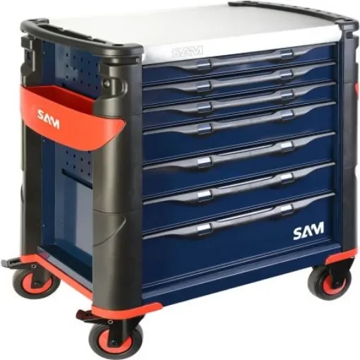 SAM 7 Drawer Stainless Steel Wheeled Tool Trolley - 417HB product image