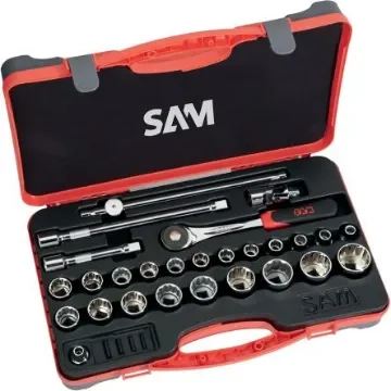 SAM 27-Piece Metric 1/2 in Standard Socket Set with Ratchet - 75-S27PA product image