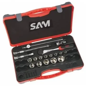 SAM 18-Piece Metric 1/2 in Standard Socket Set with Ratchet, 6 point - 75-SH18 product image