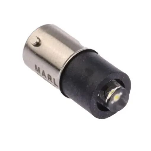 Marl White LED Indicator Lamp, 110V dc, BA9s Base, 4.8mm Diameter, 750mcd - 215-997-25-38 product image
