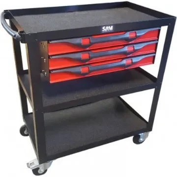 SAM 3 Drawer Sheet Metal Wheeled Tool Trolley - SERVI-3P3T product image