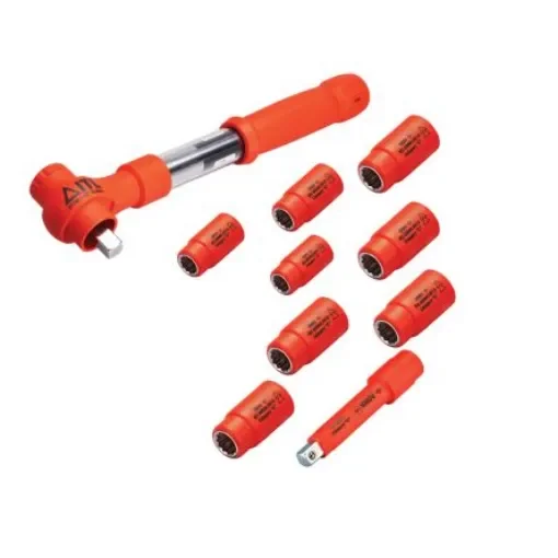 ITL Insulated Tools Ltd 1-Piece Metric 1/2 in Standard Socket Set with Ratchet, 12 point, VDE/1000V - 26 product image