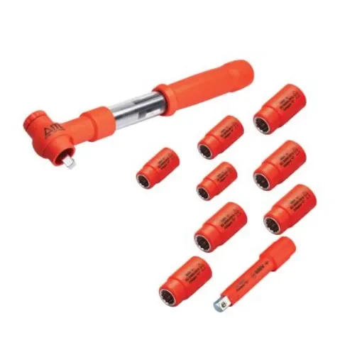 ITL Insulated Tools Ltd 1-Piece Metric 3/8 in Standard Socket Set with Ratchet, 12 point, VDE/1000V - 28 product image