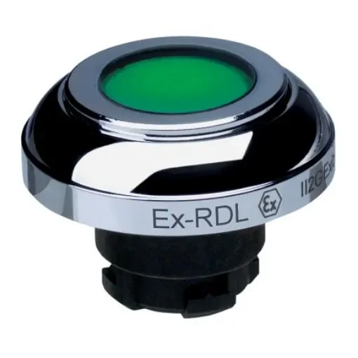 Schmersal EX-RDL Series Green Illuminated Momentary Push Button Head, 22.3mm Cutout, IECEx - EX-RDLGN product image