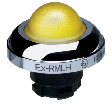 Schmersal EX-RMLH Series Yellow Illuminated Momentary Push Button Head, 22.3mm Cutout, IECEx - EX-RMLHGB product image