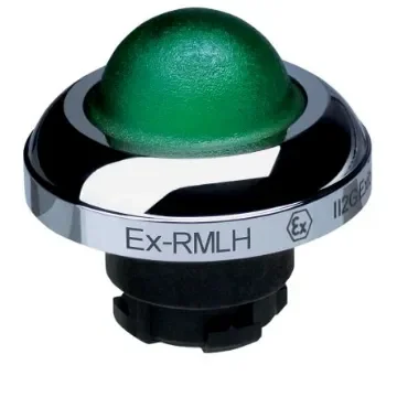 Schmersal EX-RMLH Series Green Illuminated Momentary Push Button Head, 22.3mm Cutout, IECEx - EX-RMLHGN product image