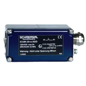 Schmersal Rectangular Magnetic Proximity Sensor, 1NC/1NO, 250V ac, 3A - EX-BN20-11RZ-3G/D product image