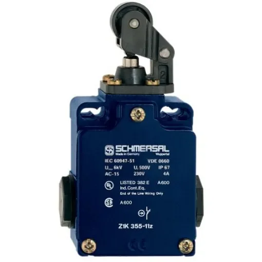 Schmersal EX-Z Series Roller Lever Safety Interlock Switch, 1NO/1NC, IP67, Die Cast Alloy Housing, 230V ac ac Max, 4A - EX-Z1K 355-11Z-3G/D product image