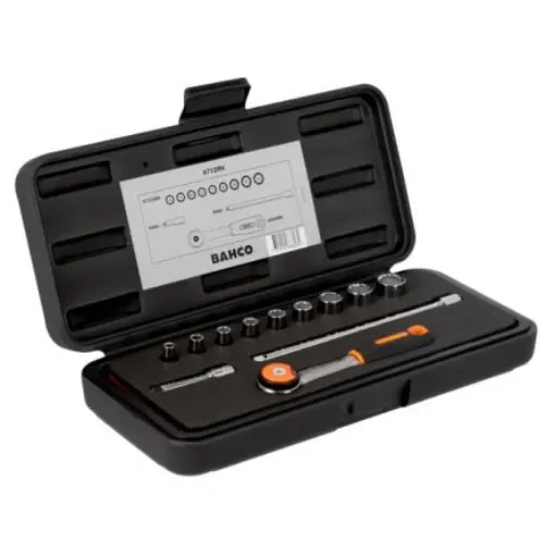 Bahco 1-Piece Imperial 1/4 in Bit Socket Set with Ratchet, Square - 6712RN product image