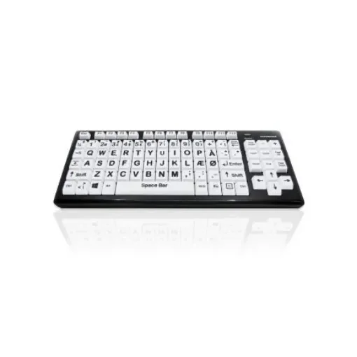 Ceratech KYB-M2BLK-UCDKBT Wireless Bluetooth Vision Impairment Keyboard, QWERTY (Danish), Multi Colour product image