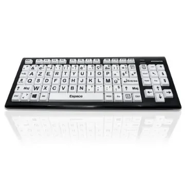 Ceratech KYB-M2BLK-UCFRBT Wireless Bluetooth Vision Impairment Keyboard, QWERTY (French), Multi Colour product image