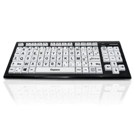 Ceratech KYB-M2BLK-UCFRBT Wireless Bluetooth Vision Impairment Keyboard, QWERTY (French), Multi Colour product image