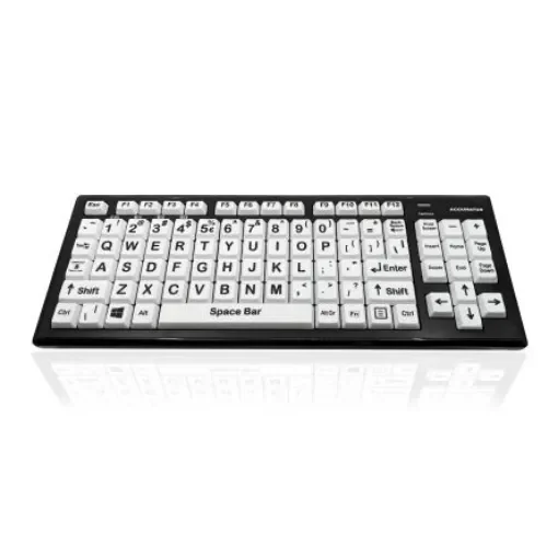Ceratech KYB-M2BLK-UCUSBT Wireless Bluetooth Vision Impairment Keyboard, QWERTY (US), Multi Colour product image