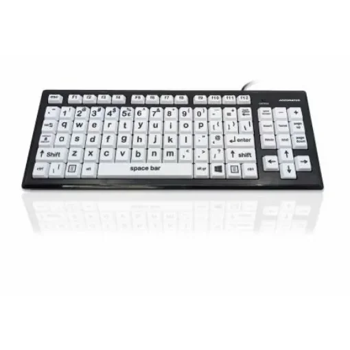 Ceratech KYB-MON2BLK-LCUS Wired USB Vision Impairment Keyboard, QWERTY (US), White product image