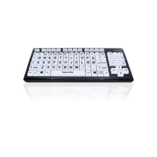 Ceratech KYB-MON2BLK-UCDK Wired USB Vision Impairment Keyboard, QWERTY (Danish), White product image