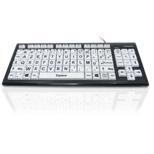 Ceratech KYB-MON2BLK-UCFR Wired USB Vision Impairment Keyboard, AZERTY (France), White product image