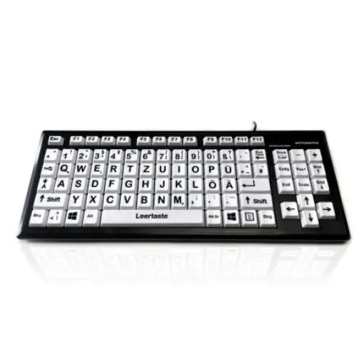 Ceratech KYB-MON2BLK-UCGR Wired USB Vision Impairment Keyboard, QWERTZ (German), White product image