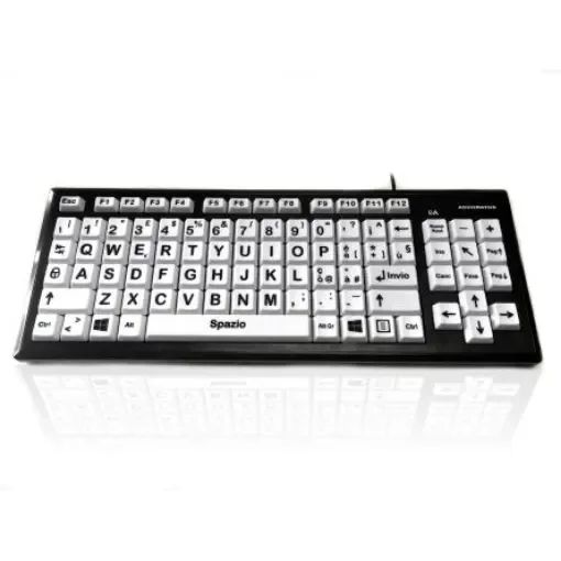 Ceratech KYB-MON2BLK-UCIT Wired USB Vision Impairment Keyboard, QWERTY (Italy), White product image