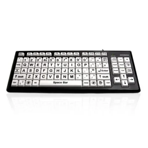Ceratech KYB-MON2BLK-UCUH Wired USB Vision Impairment Keyboard, QWERTY, White product image