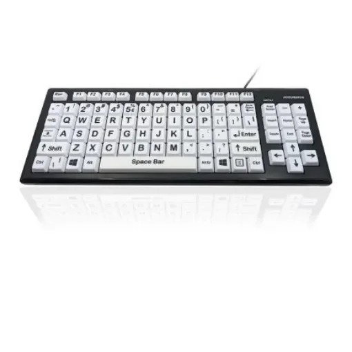 Ceratech KYB-MON2BLK-UCUS Wired USB Vision Impairment Keyboard, QWERTY (US), White product image