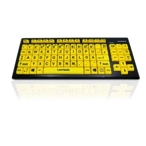 Ceratech KYB-MON2VIS-UCGR Wired USB Vision Impairment Keyboard, QWERTZ (German), Yellow product image