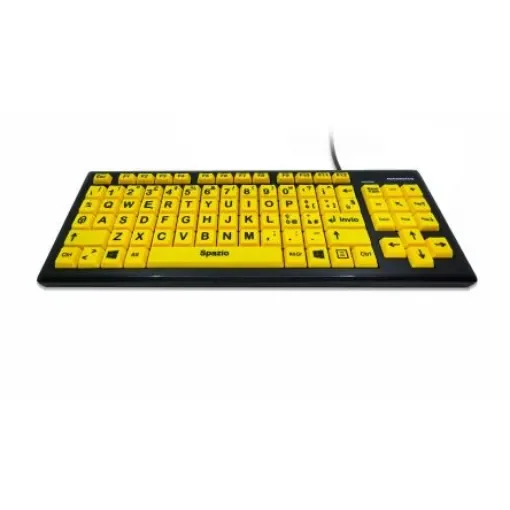 Ceratech KYB-MON2VIS-UCIT Wired USB Vision Impairment Keyboard, QWERTY (Italy), Yellow product image