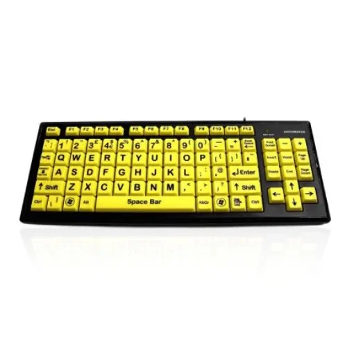 Ceratech KYB-MON2VIS-UCUH Wired USB Vision Impairment Keyboard, QWERTY (UK), Yellow product image
