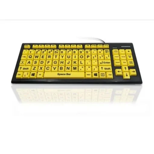 Ceratech KYB-MON2VIS-UCUS Wired USB Vision Impairment Keyboard, QWERTY (US), Yellow product image