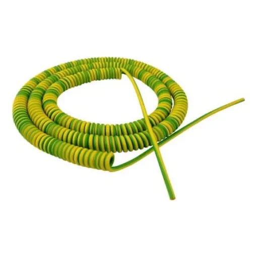 TBS de Buck B.V., Spiral Cable, 2.5m 1 Core, Green/Yellow Polyurethane PUR Power Cable - SP-DSR-037 product image