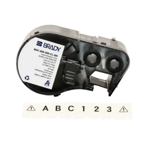 Brady B-595 on Black on Transparent Label, 12.70 mm Width - M4C-500-595-CL-BK product image