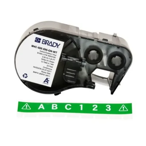 Brady B-595 on White on Green Label, 12.70 mm Width - M4C-500-595-GN-WT product image